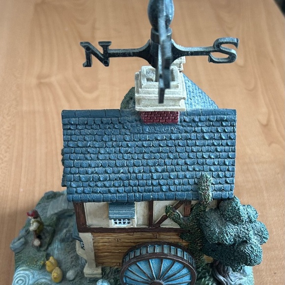 Music box spins around plays country home windmill on top of old mill house - Picture 2 of 5